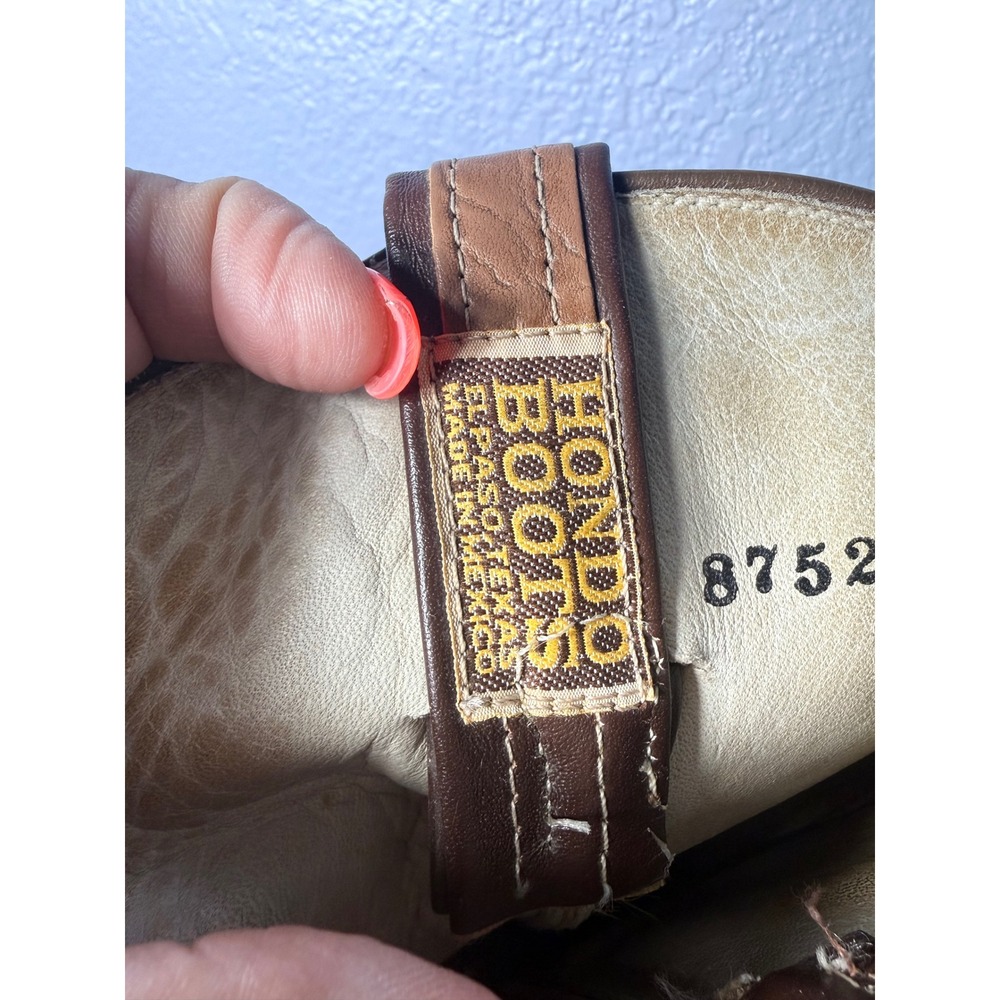 Hondo Boots Western Cowboy Mens 9.5 E (Wide)Brown Good Two Tone Leather 8752 - Picture 2 of 13